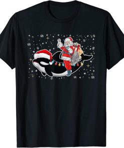 Funny Santa Claus Riding Orca Christmas Whale T-Shirt