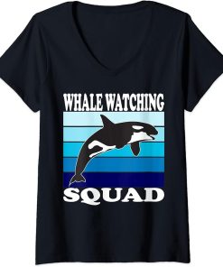 Womens Whale watching Squad V-Neck T-Shirt