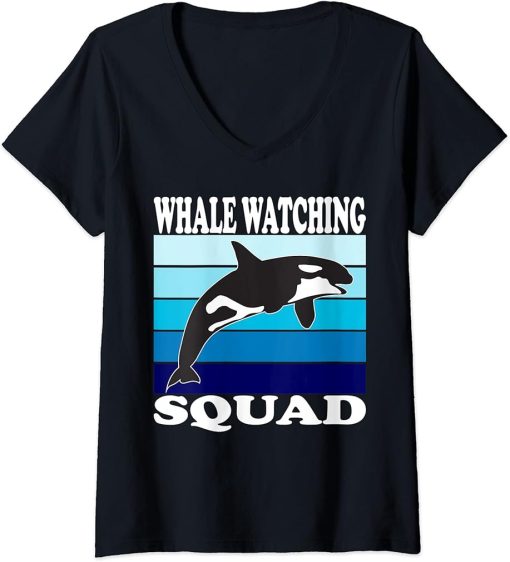 Womens Whale watching Squad V-Neck T-Shirt