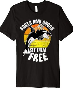 Farts And Orcas Set Them Free - Frenchie Orca Killer Whale Premium T-Shirt