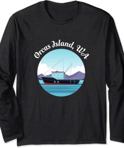 Orcas Island Washington Fishing Boat Fisherman Art Long Sleeve T-Shirt