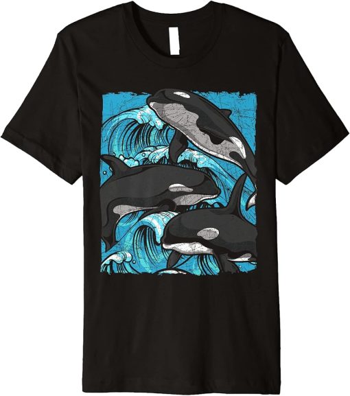 Waves Ocean Animal Killer Whale Animal Lover Orca Premium T-Shirt