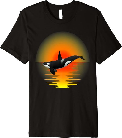 Funny Orca Whale Ocean Sea Retro Vintage Sunset Animal Premium T-Shirt